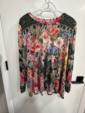 Johnny Was Lindana Favorite Too Blouse Multicolor Long Sleeve XXL